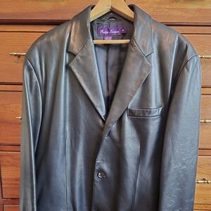 Ralph Lauren Purple Label Lamb Skin Leather Bkazer Jacket size 42r